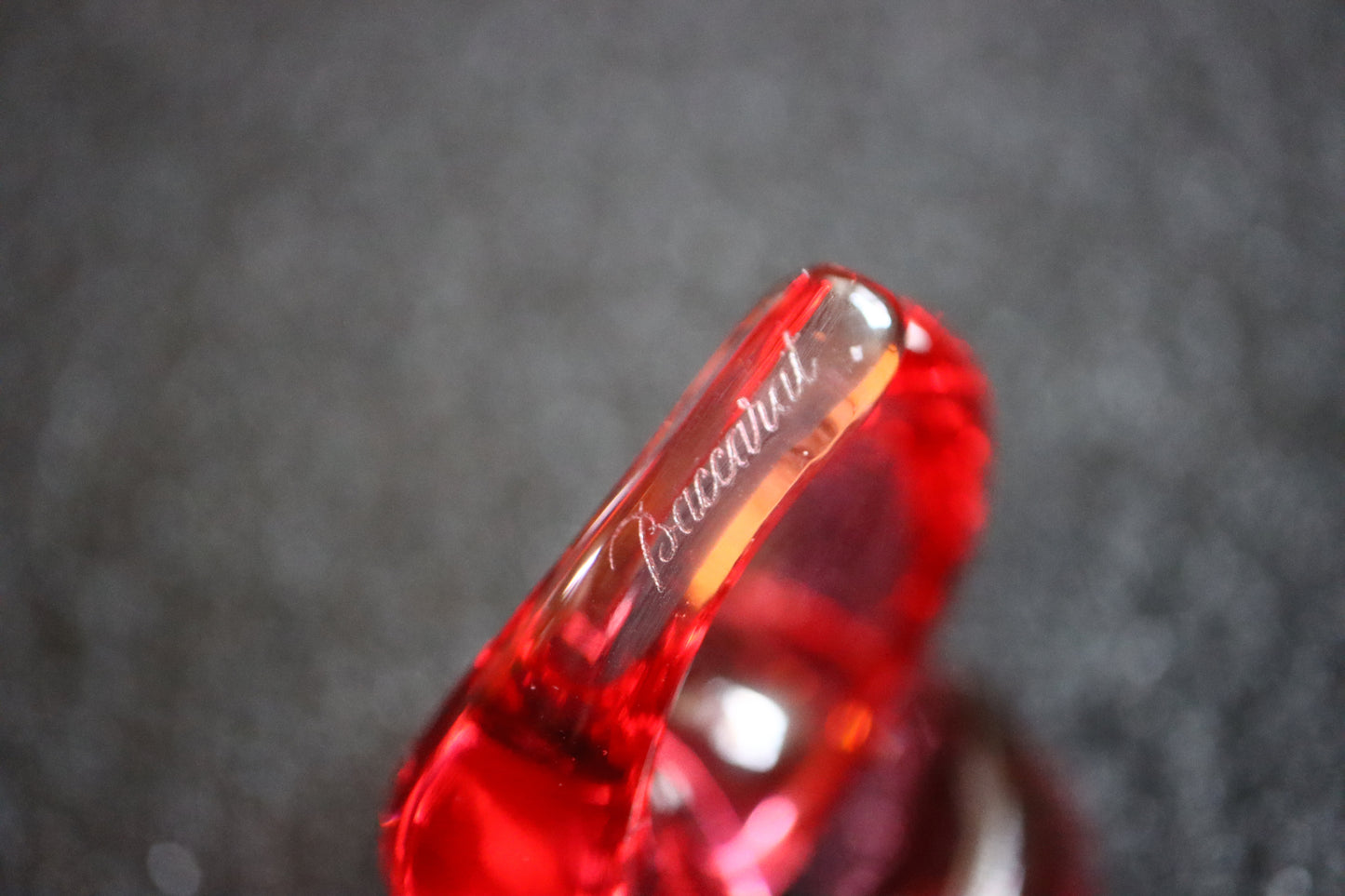 BACCARAT Crystal Hoop Earrings in cherry red colour