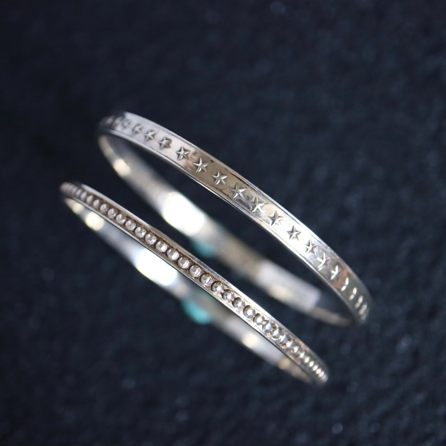 Vintage Tiffany Makers 925 Silver stars rivet bangle bracelet set of two