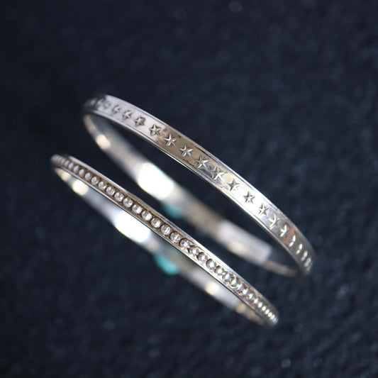 Vintage Tiffany Makers 925 Silver stars rivet bangle bracelet set of two