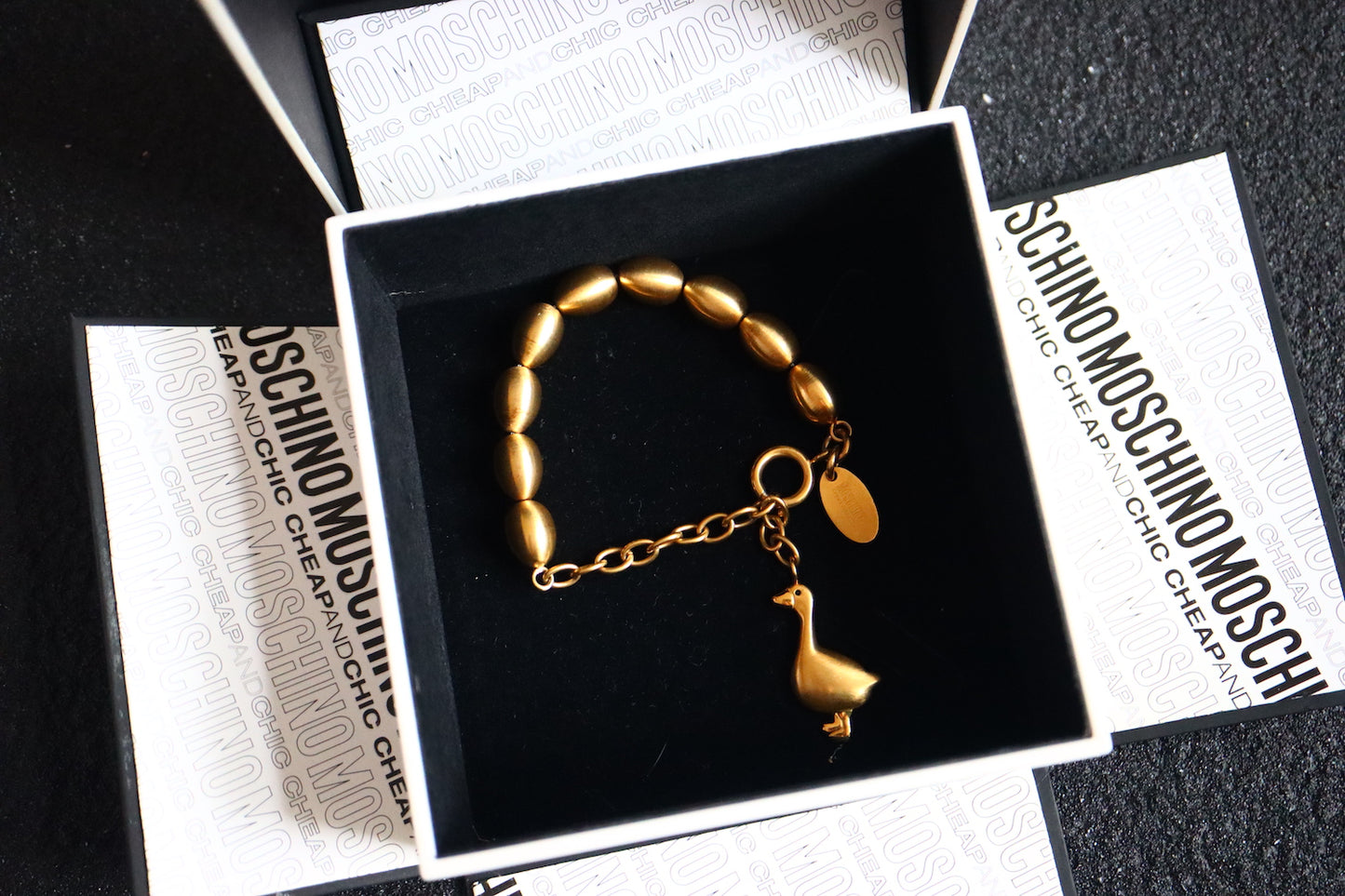 Vintage Moschino cheap & chic golden goose eggs bracelet