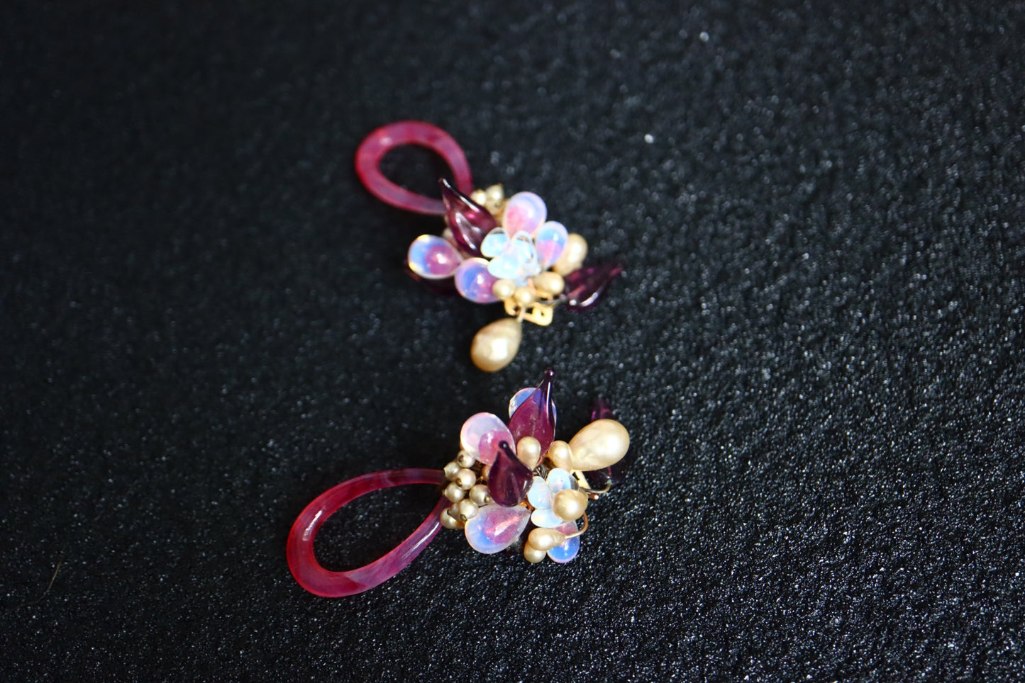 Vintage Louis Rousselet hand-crafted Glass faux pearls clip-on earrings