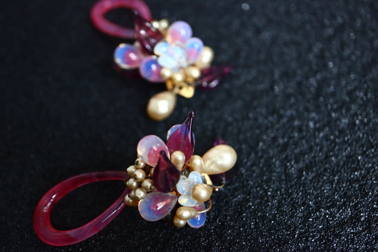 Vintage Louis Rousselet hand-crafted Glass faux pearls clip-on earrings