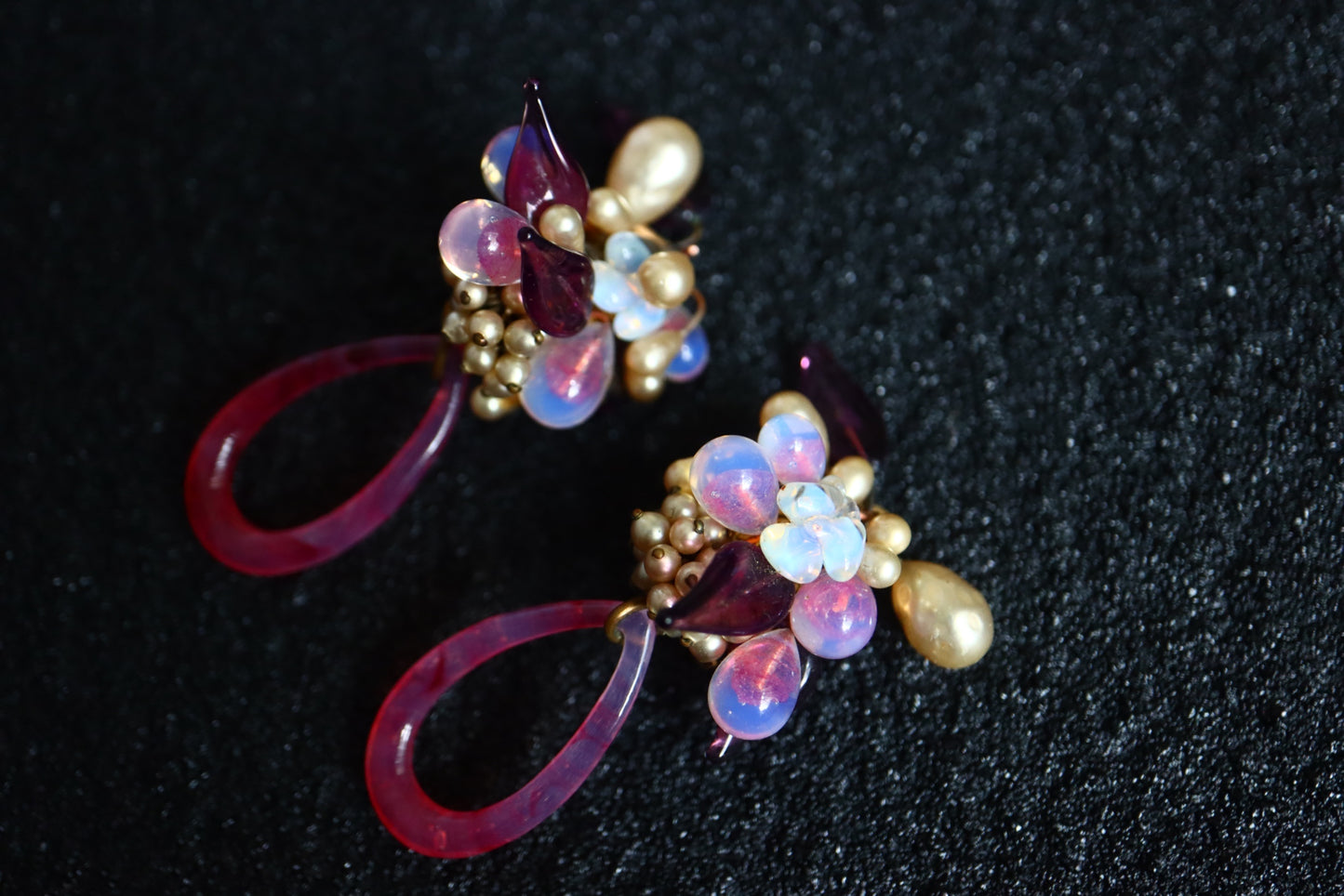 Vintage Louis Rousselet hand-crafted Glass faux pearls clip-on earrings