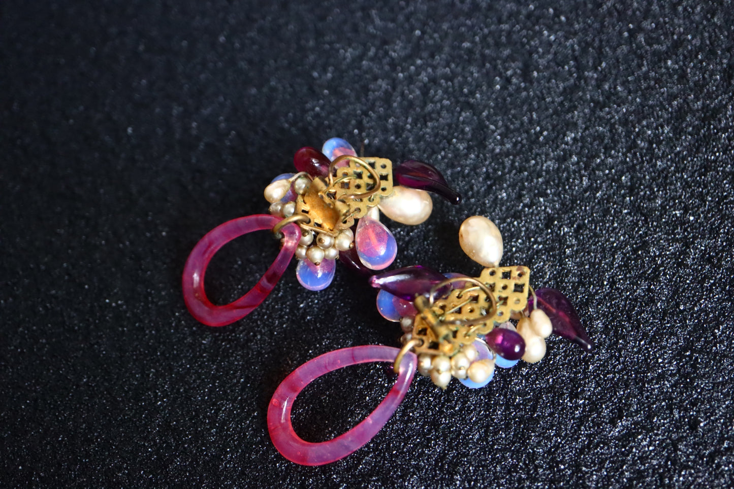 Vintage Louis Rousselet hand-crafted Glass faux pearls clip-on earrings
