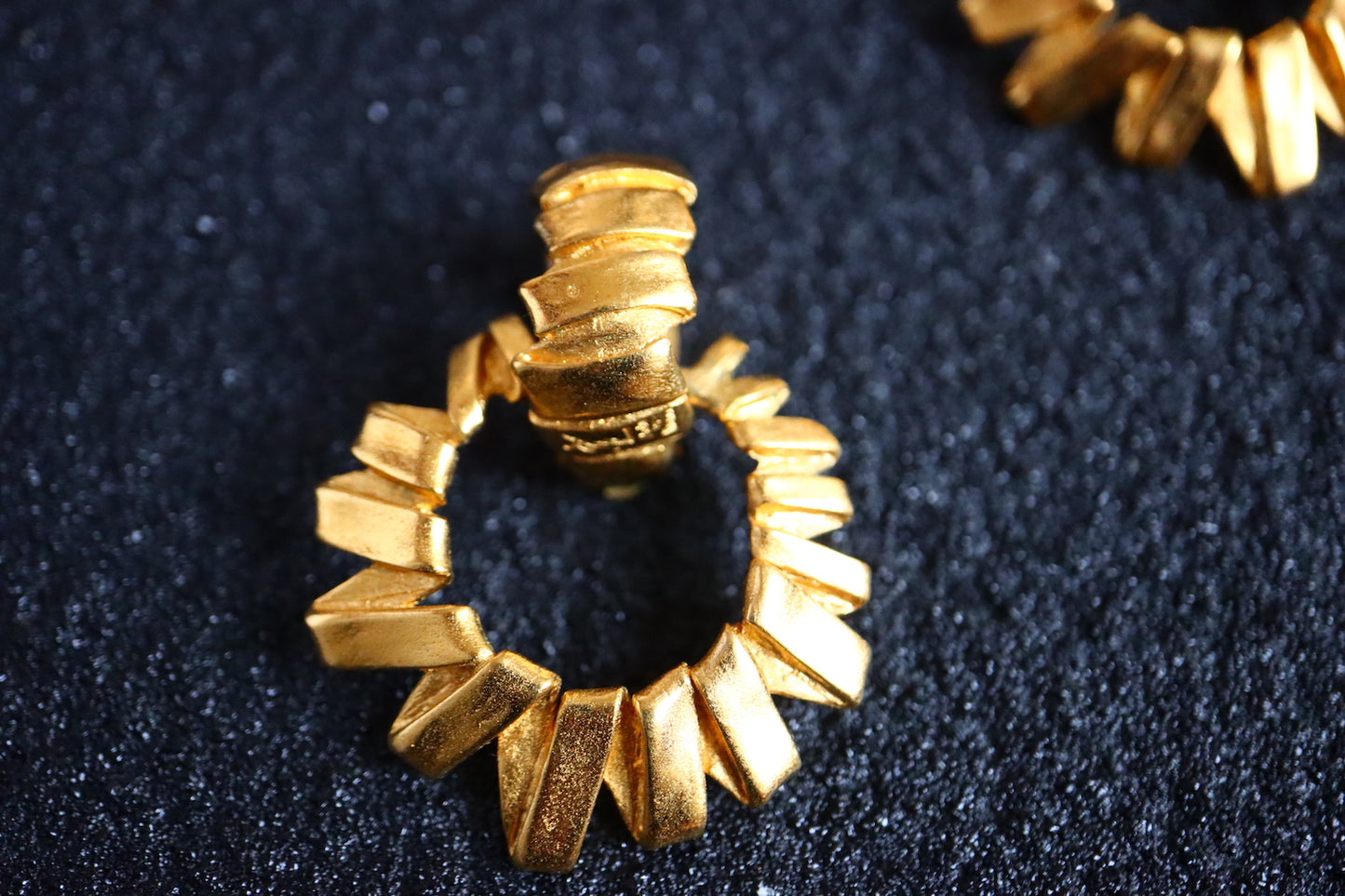 Vintage Yves Saint Laurent YSL Rich gold-tone Hoop Riband clip-on Earrings