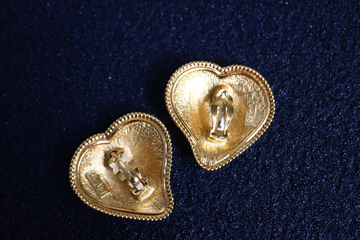 Vintage Yves Saint Laurent YSL Over-sized gold-tone Heart clip-on Earrings
