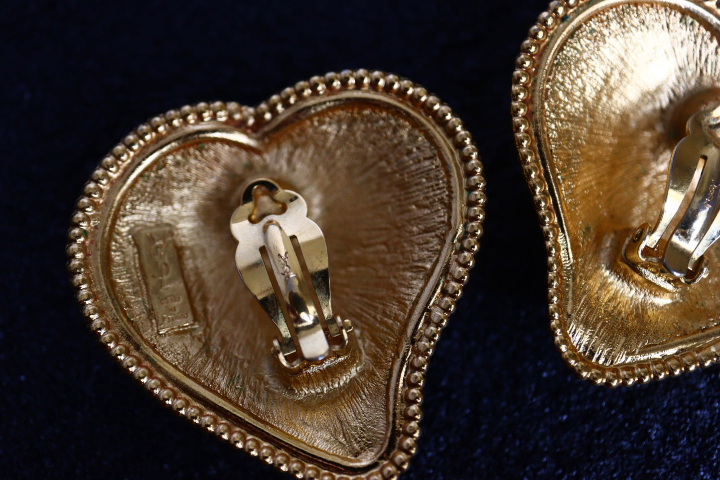 Vintage Yves Saint Laurent YSL Over-sized gold-tone Heart clip-on Earrings
