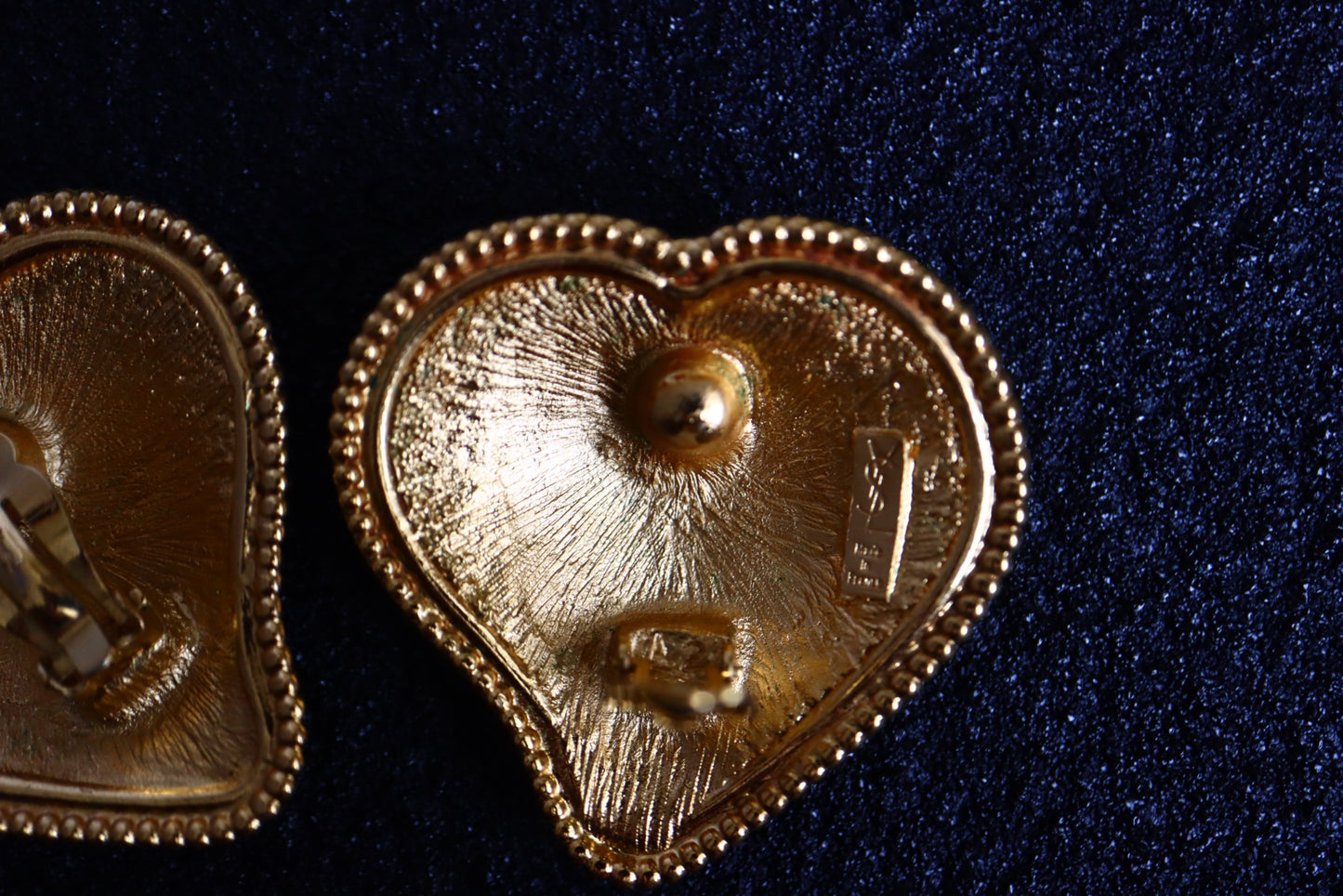 Vintage Yves Saint Laurent YSL Over-sized gold-tone Heart clip-on Earrings