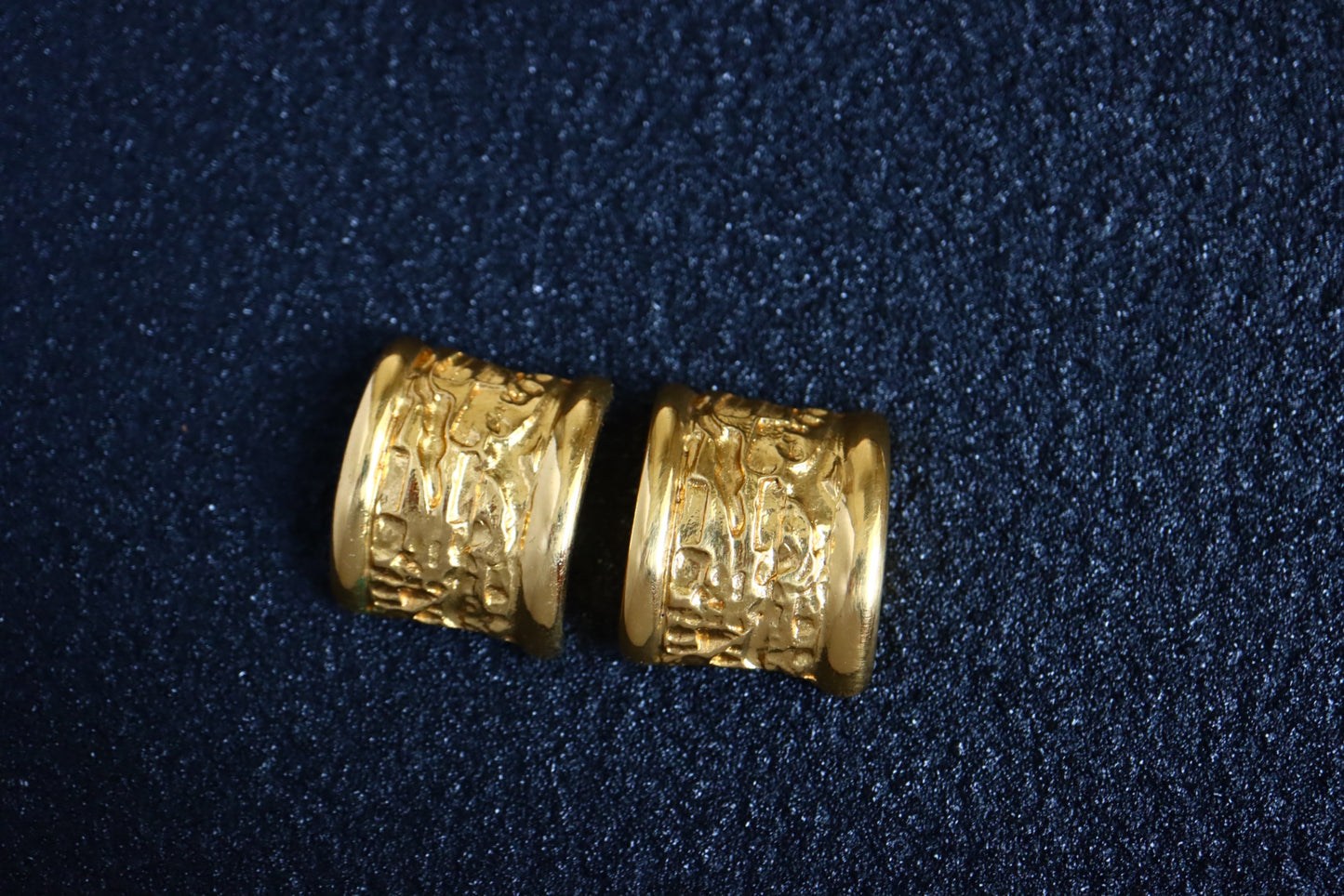 Vintage Yves Saint Laurent YSL texture pleat oversized hoop earrings