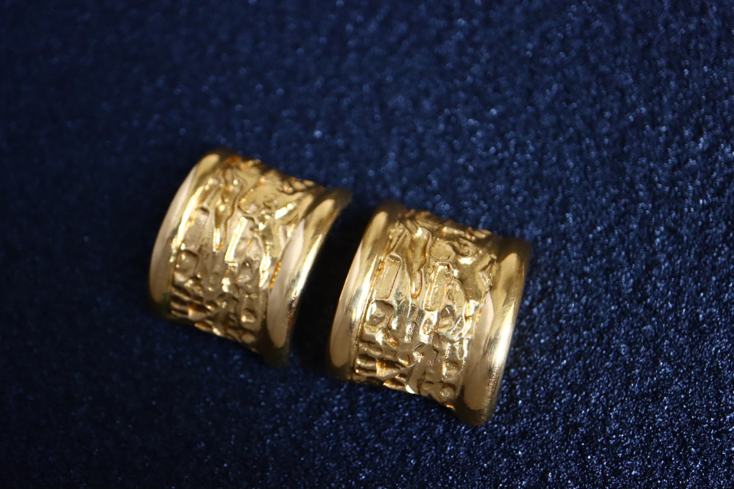 Vintage Yves Saint Laurent YSL texture pleat oversized hoop earrings