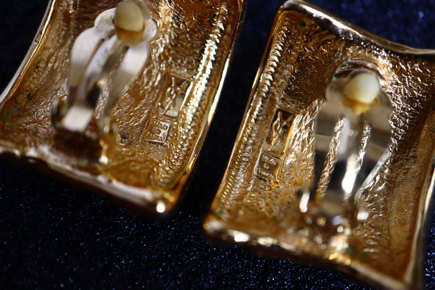 Vintage Yves Saint Laurent YSL texture pleat oversized hoop earrings