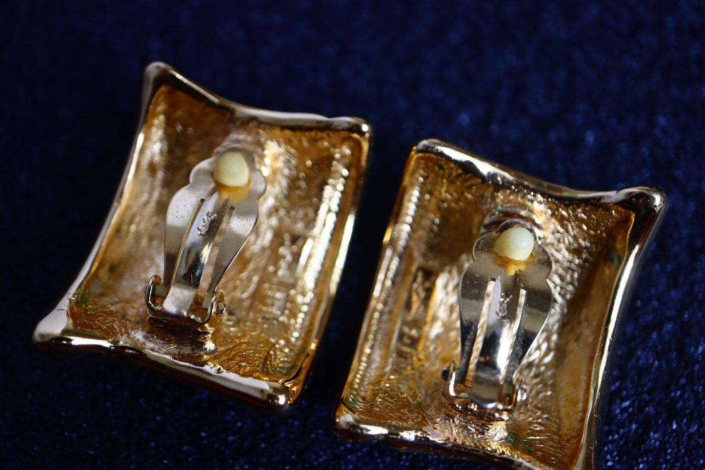 Vintage Yves Saint Laurent YSL texture pleat oversized hoop earrings