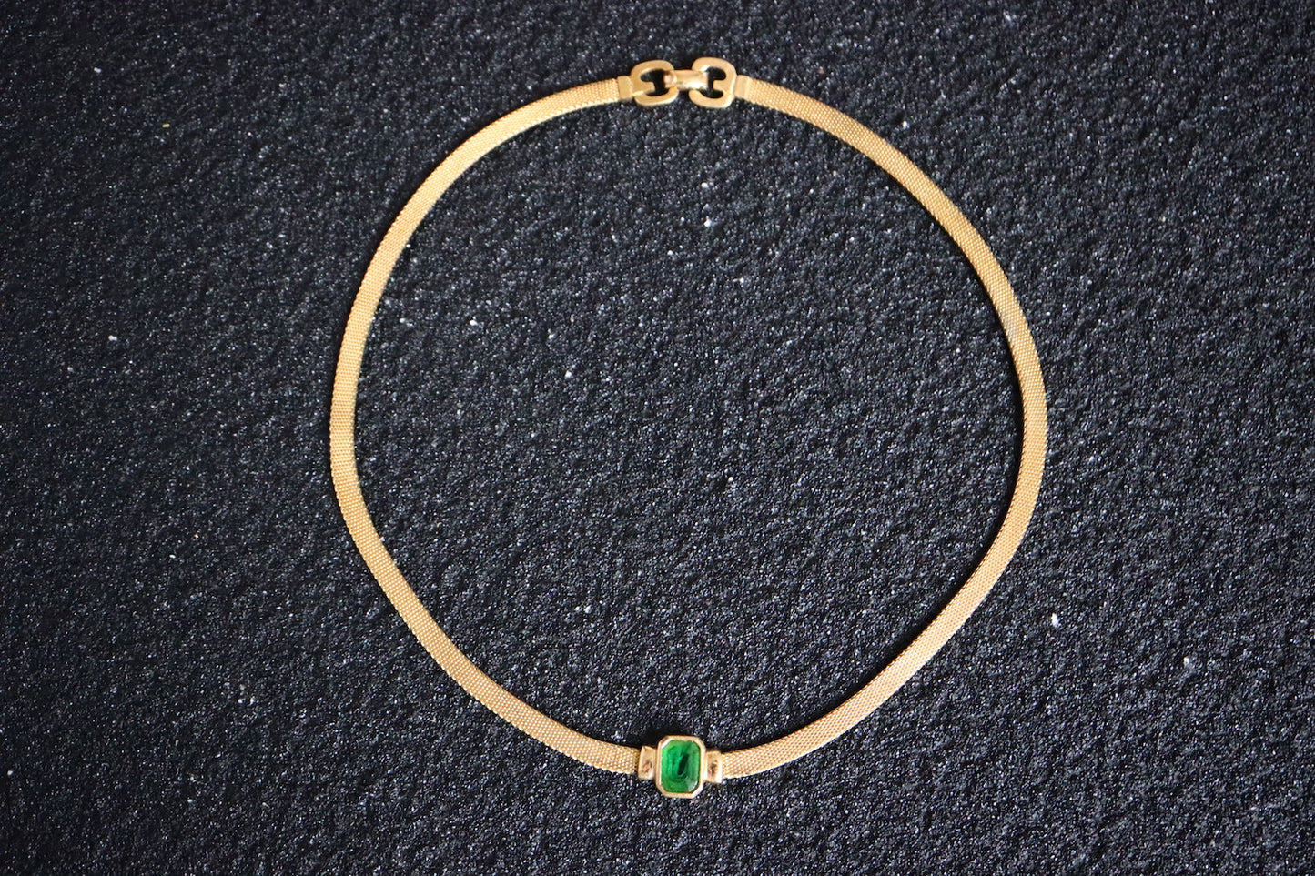 Vintage Henkel & Grossé Germany weaving green rhinestone choker necklace
