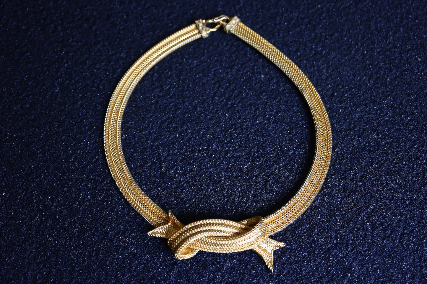 Vintage Balenciaga Paris gold tone mesh weaving Chain necklace