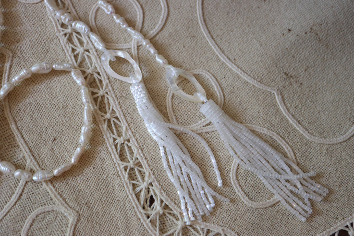 Gatsby-Handcrafted Baroque Pearl tassel beading Sautoir long necklace