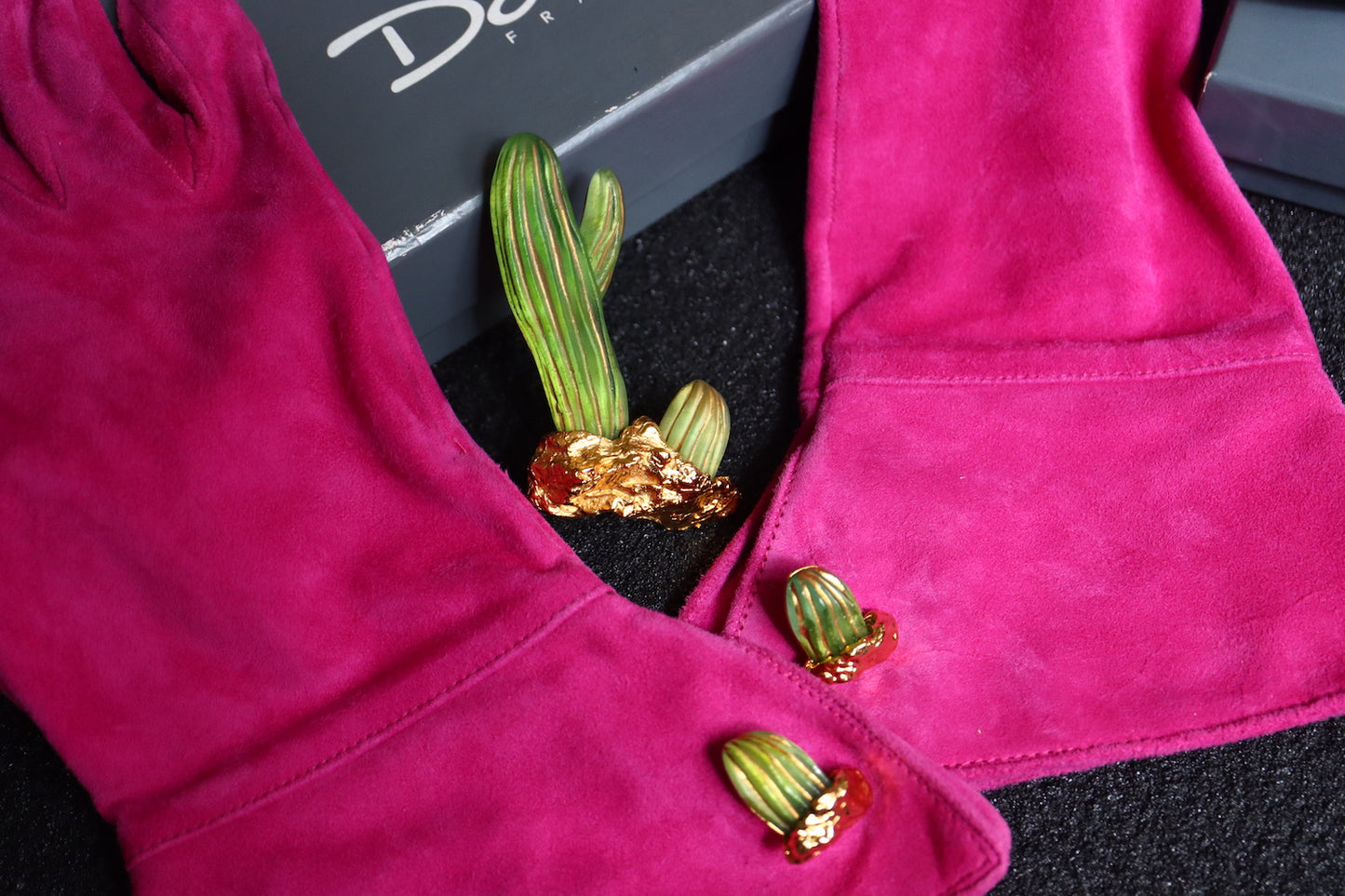 Joseph Hilton McConnico for Daum Cactus brooch glove cuff link set