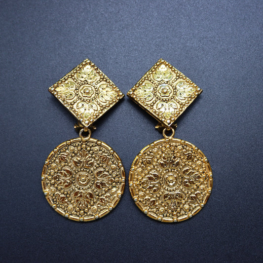 Vintage Sonia Rykiel Gold-tone Byzantium Craving Clip-on Earrings