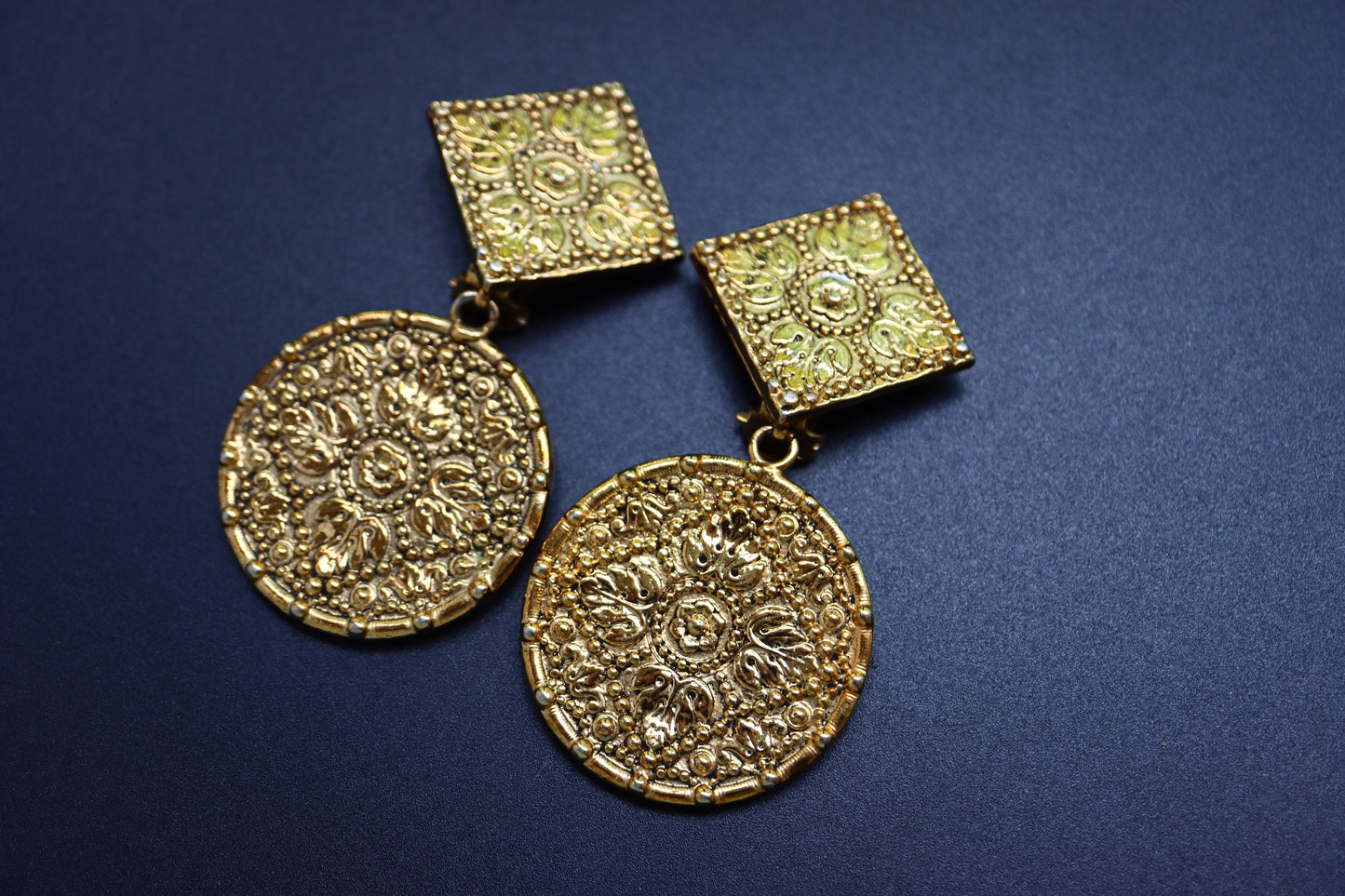 Vintage Sonia Rykiel Gold-tone Byzantium Craving Clip-on Earrings