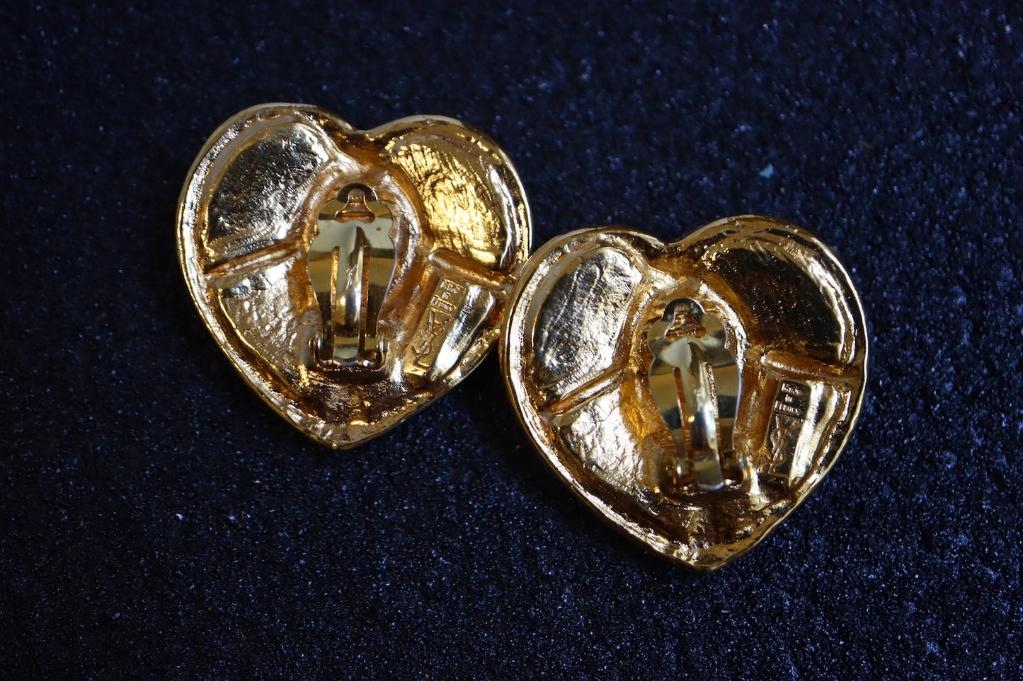 Vintage YSL colourful cabochon heart shape oversize clip-on earrings