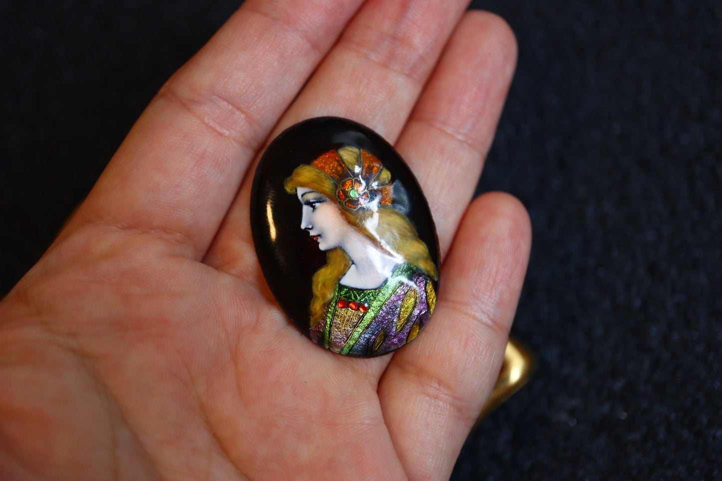 Vintage H.CHÉRON French portrait miniatures hand painted enamel