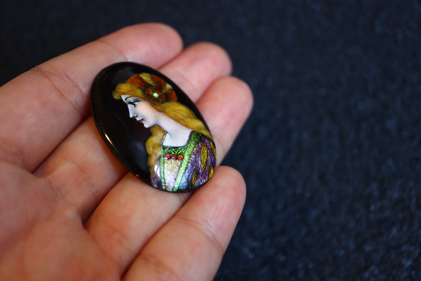 Vintage H.CHÉRON French portrait miniatures hand painted enamel