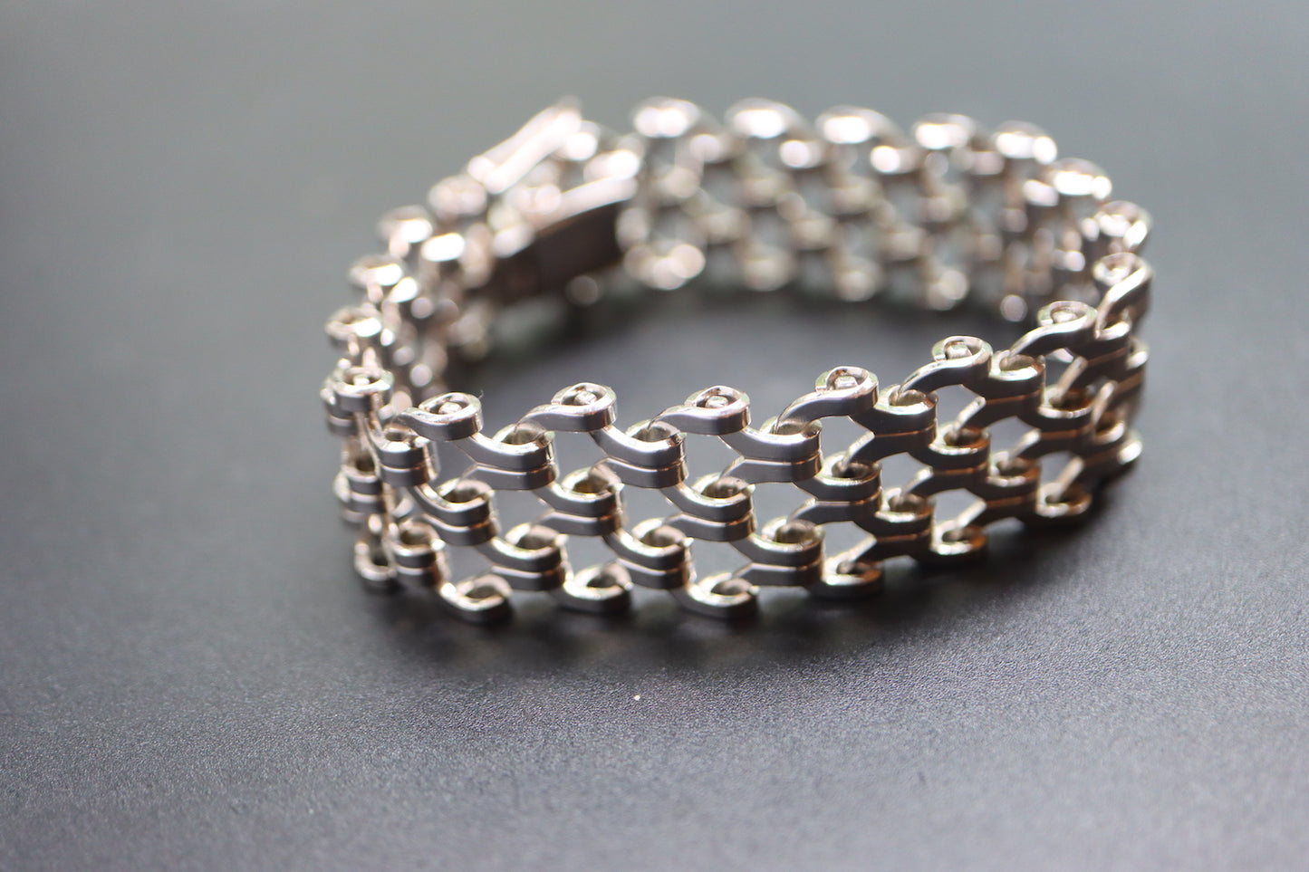 VINTAGE GROSSÉ 1971 Germany Silver-Tone Openwork Lace Wide Bracelet