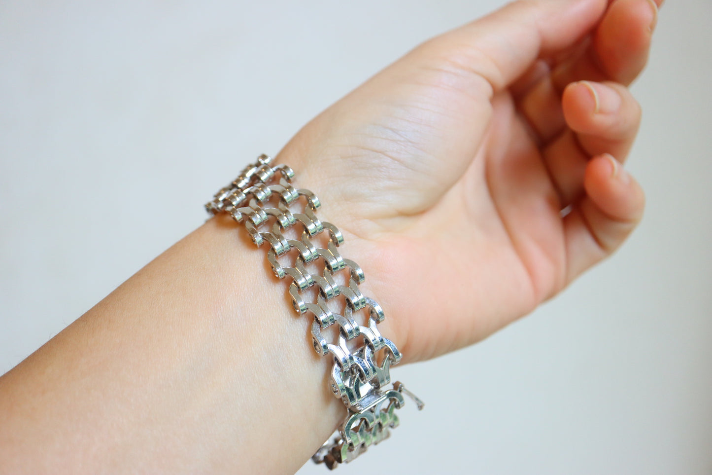 VINTAGE GROSSÉ 1971 Germany Silver-Tone Openwork Lace Wide Bracelet