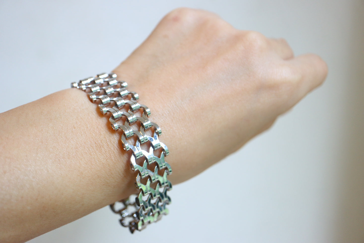 VINTAGE GROSSÉ 1971 Germany Silver-Tone Openwork Lace Wide Bracelet