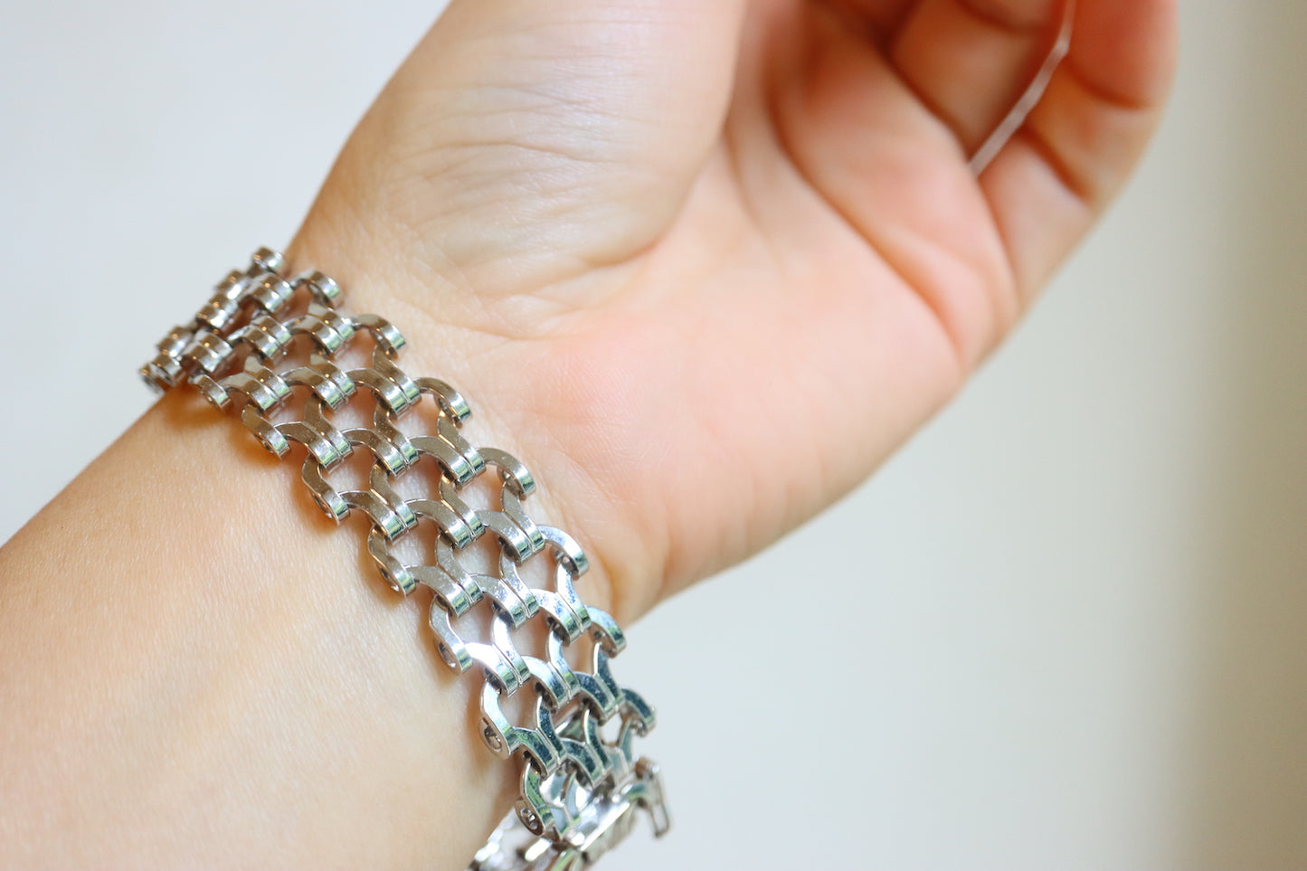VINTAGE GROSSÉ 1971 Germany Silver-Tone Openwork Lace Wide Bracelet