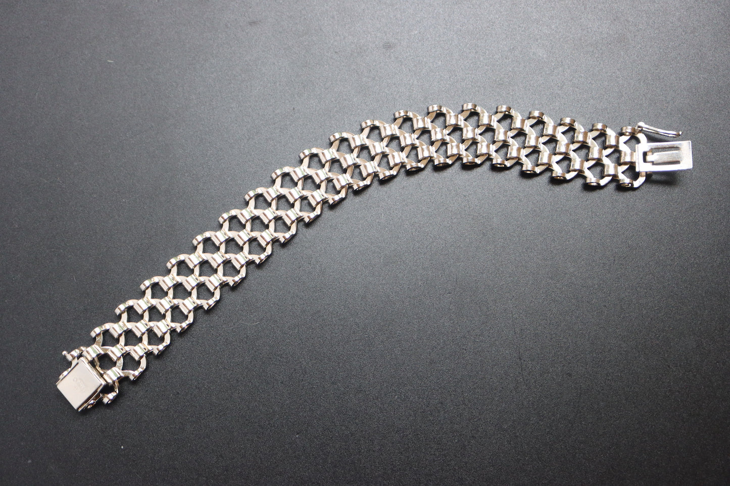VINTAGE GROSSÉ 1971 Germany Silver-Tone Openwork Lace Wide Bracelet