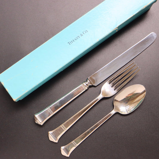 TIFFANY & CO. Vintage Art Deco Sterling Silver 3-Piece Cutlery Set