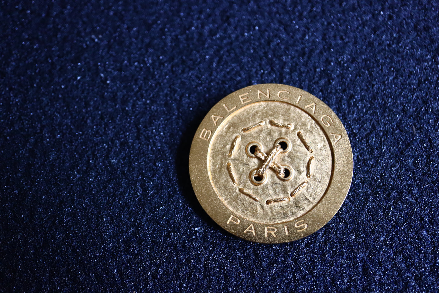 Vintage Balenciaga gold-tone oversized button brooch pendant