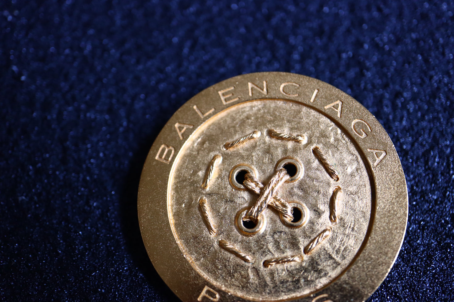 Vintage Balenciaga gold-tone oversized button brooch pendant