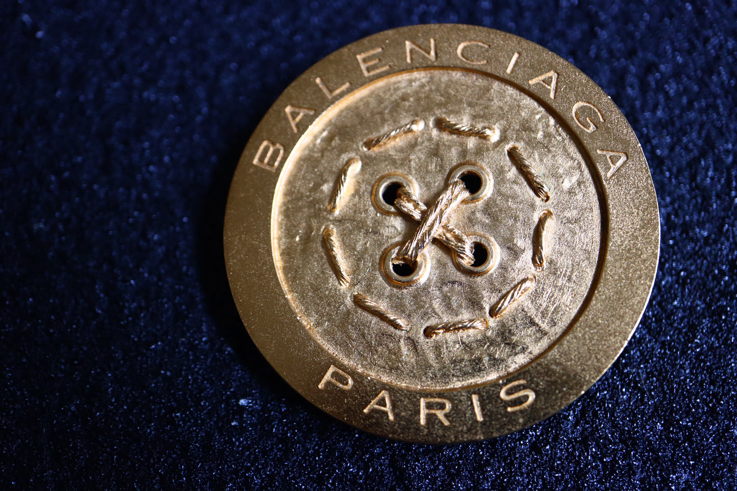 Vintage Balenciaga gold-tone oversized button brooch pendant