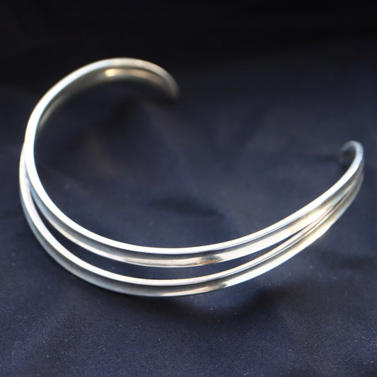 Mid-century modernist POUL WARMIND Denmark Sterling Silver Handcrafted Double Wire collar necklace