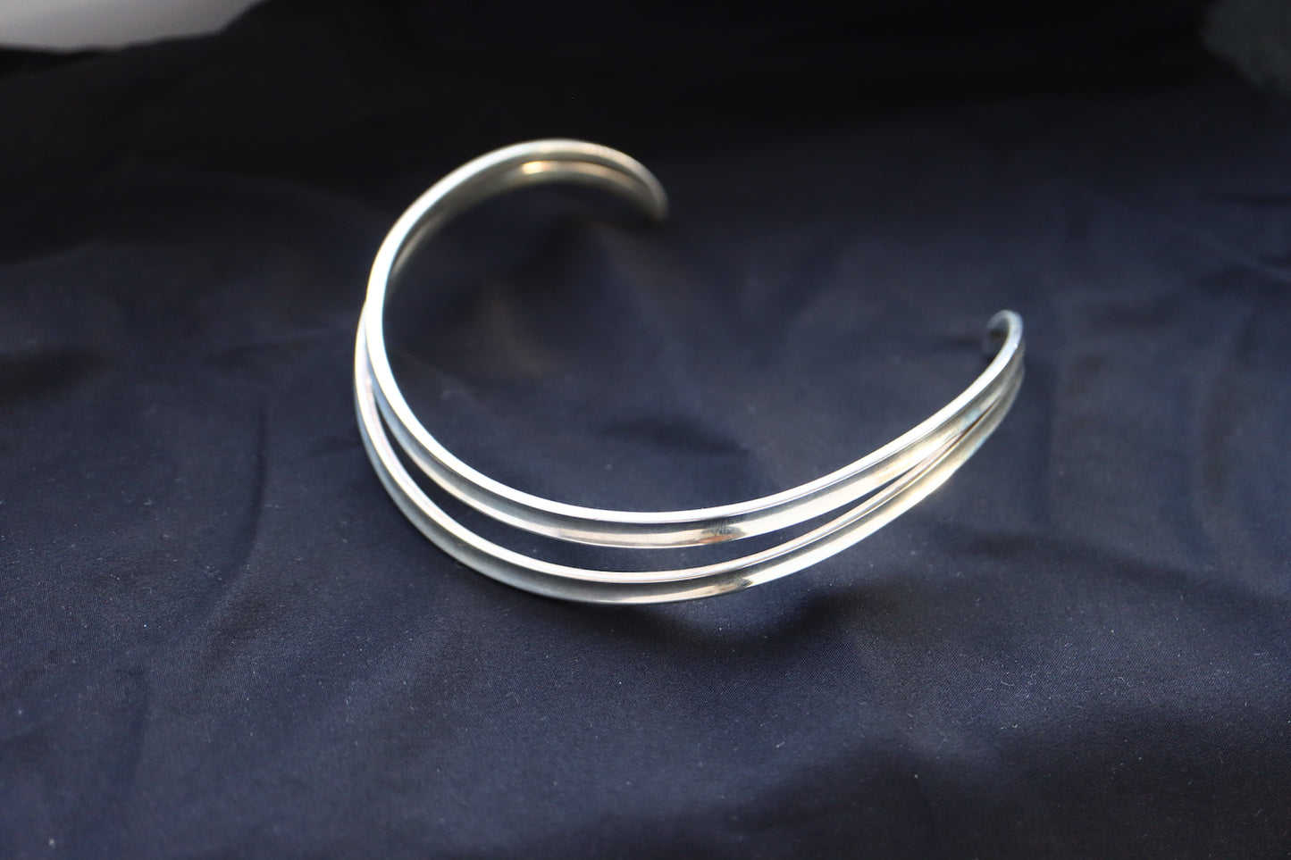 Mid-century modernist POUL WARMIND Denmark Sterling Silver Handcrafted Double Wire collar necklace