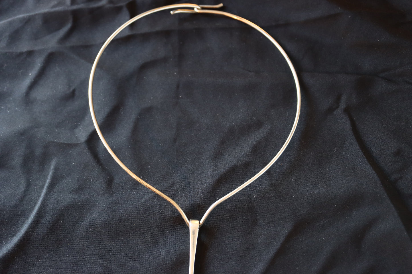VINTAGE Sven Haugaard Danish Sterling Silver Torque Neck Ring with French Lapis Lazuli Drop Pendant