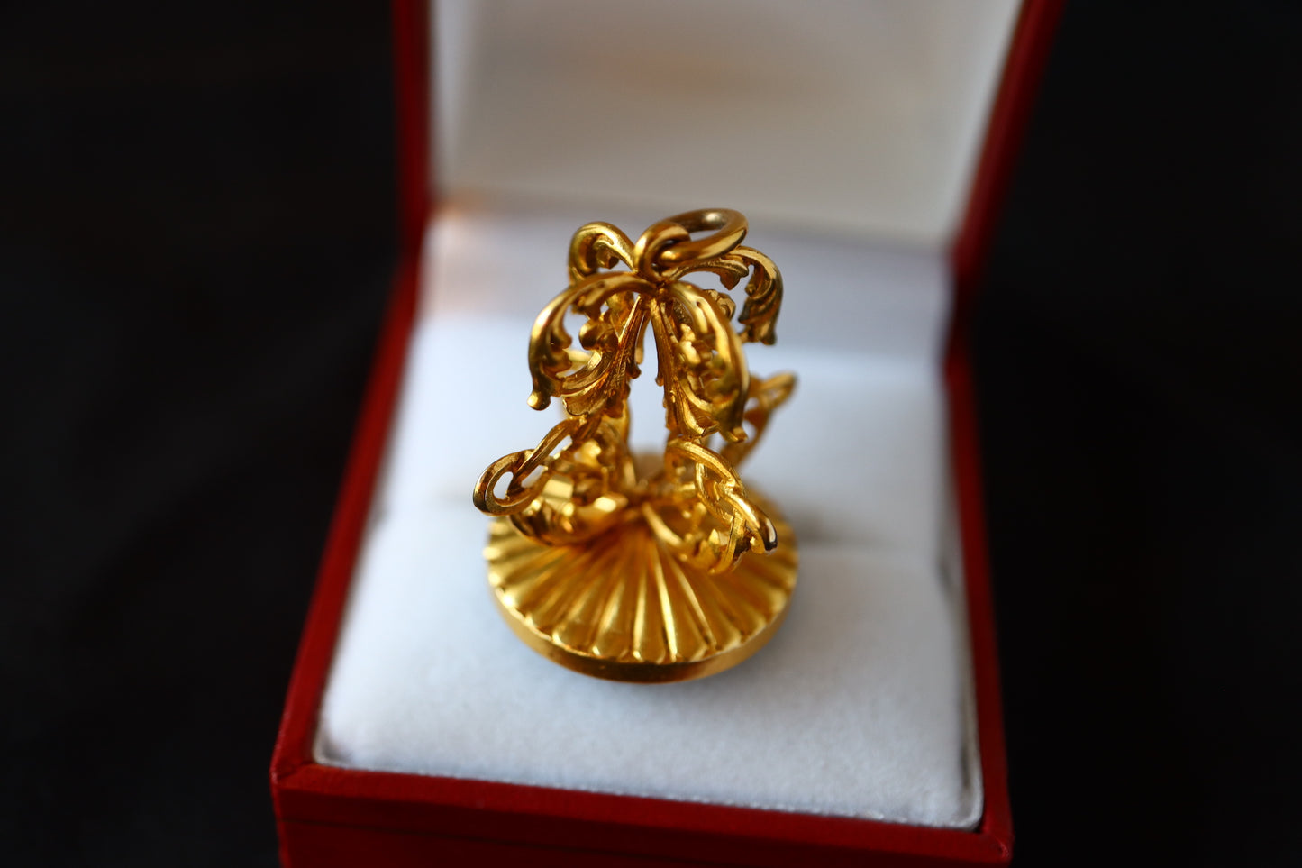 RARE Antique Victorian 18K Gold & Black Onyx Intaglio Wax Seal Fob Pendant