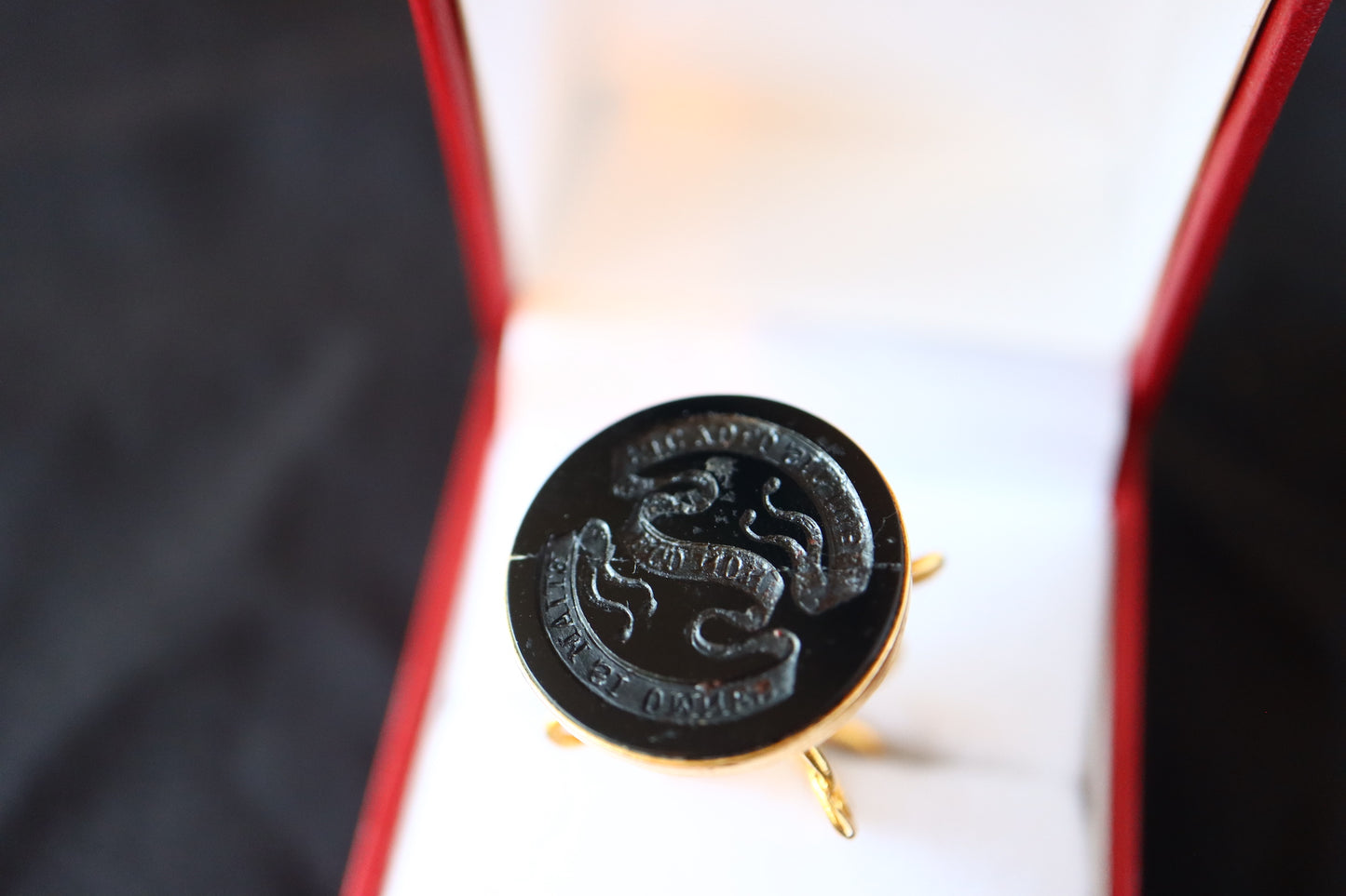 RARE Antique Victorian 18K Gold & Black Onyx Intaglio Wax Seal Fob Pendant