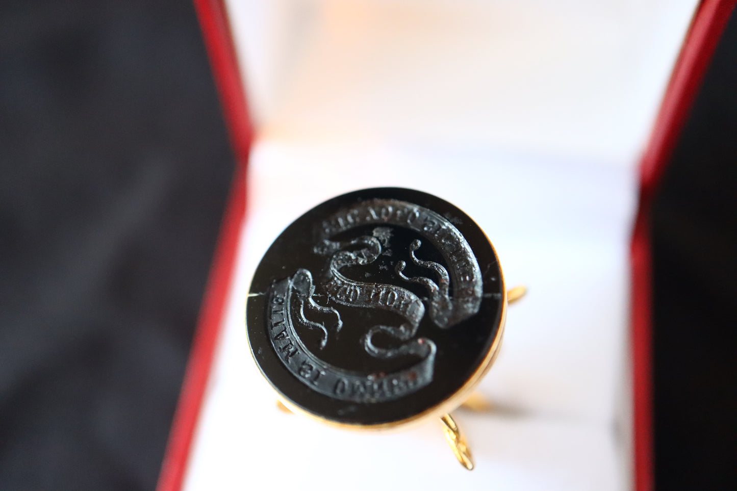 RARE Antique Victorian 18K Gold & Black Onyx Intaglio Wax Seal Fob Pendant