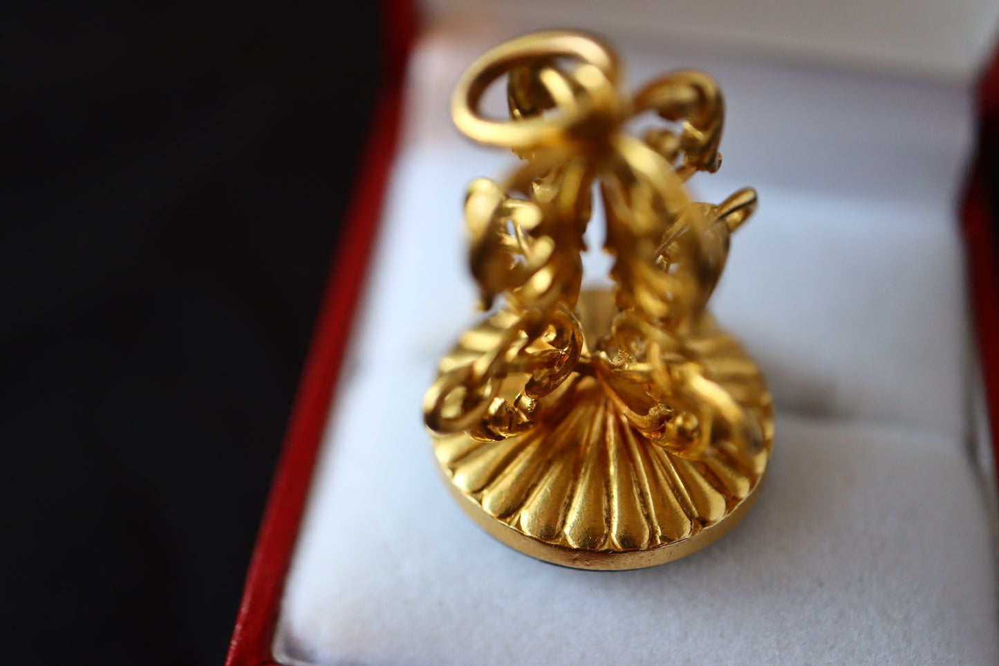 RARE Antique Victorian 18K Gold & Black Onyx Intaglio Wax Seal Fob Pendant