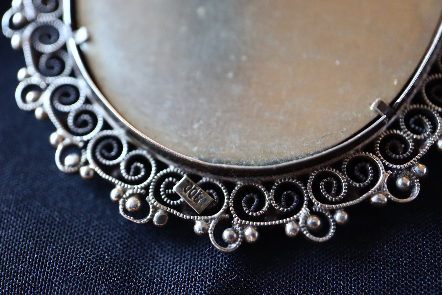 ANTIQUE Grand Tour 19th Hand-Painted Portrait Miniature 800 Silver Filigree Brooch Pendant