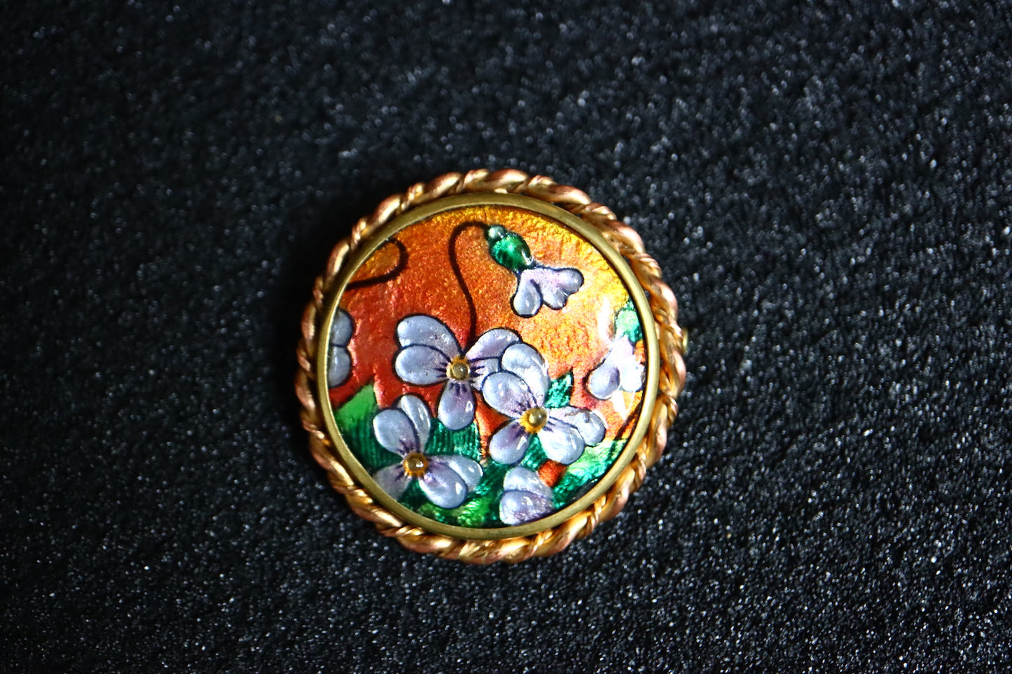 Vintage J.Brevers handcrafted butterfly pea Flower enamel brooch