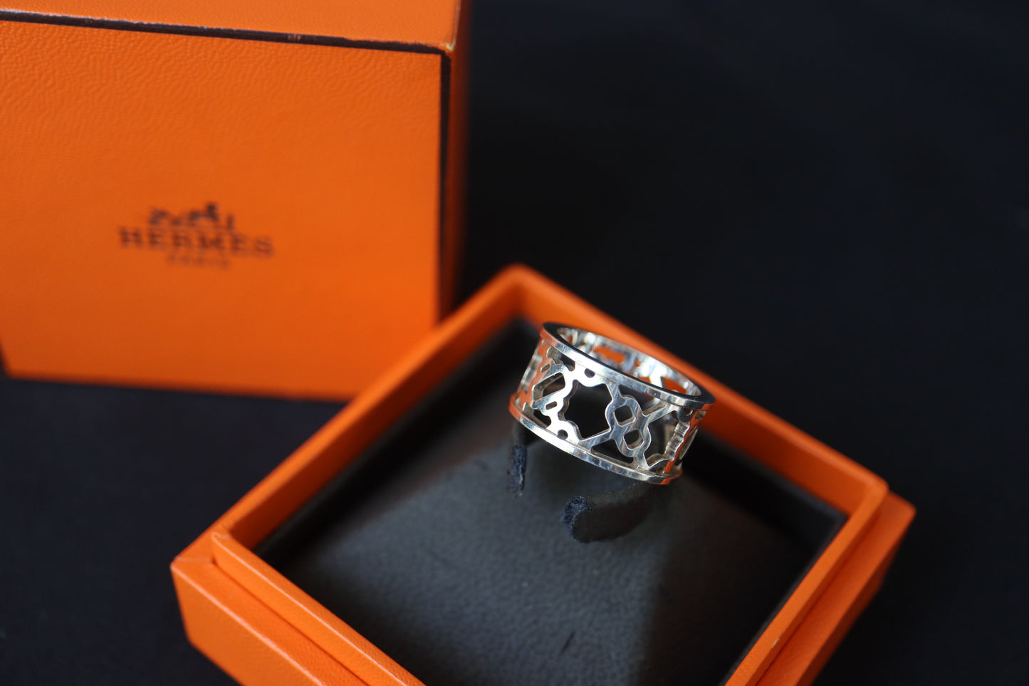 Hermès Chaîne d'Ancre Passerelle Sterling Silver Cutout Band Ring