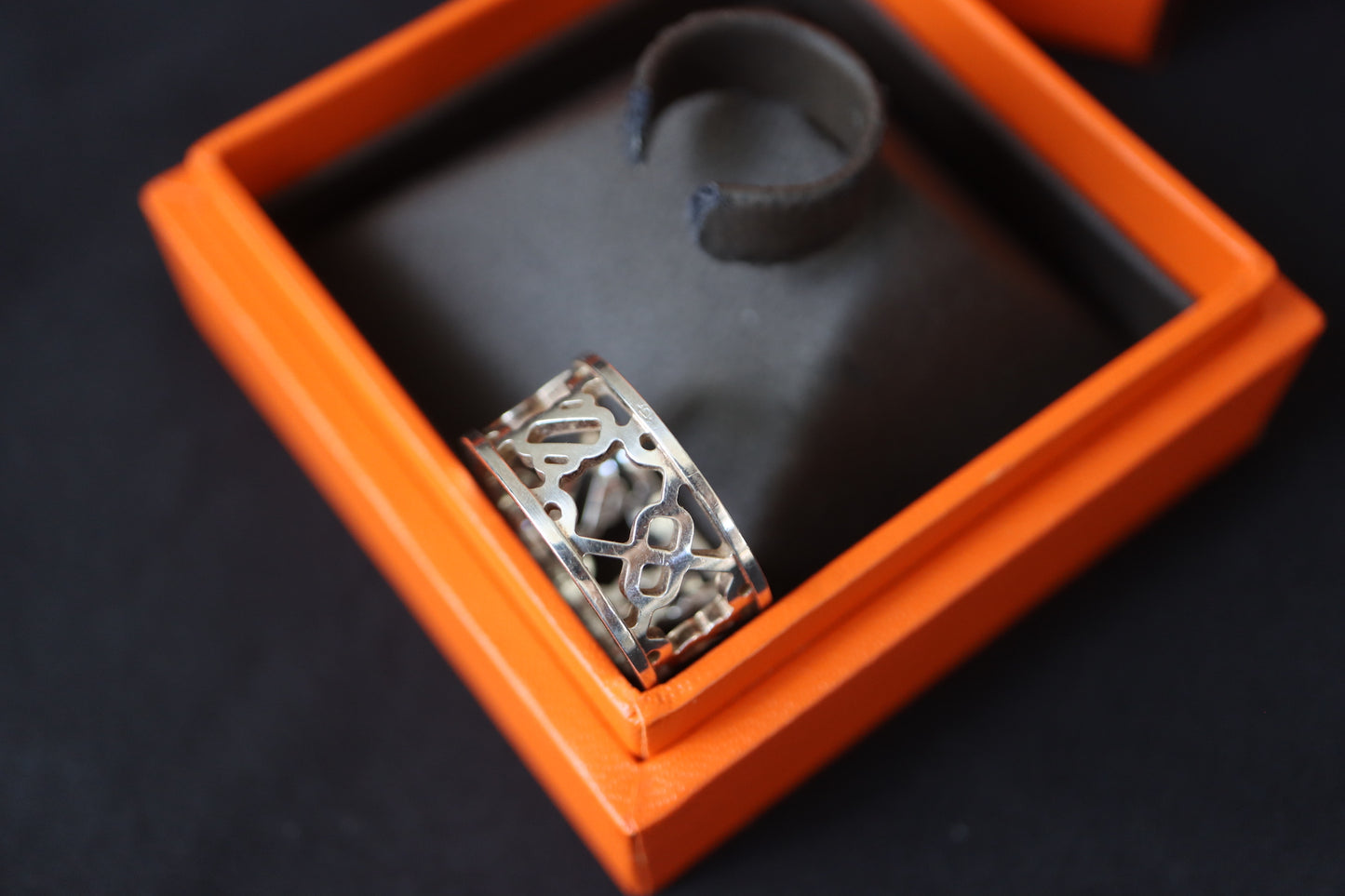 Hermès Chaîne d'Ancre Passerelle Sterling Silver Cutout Band Ring
