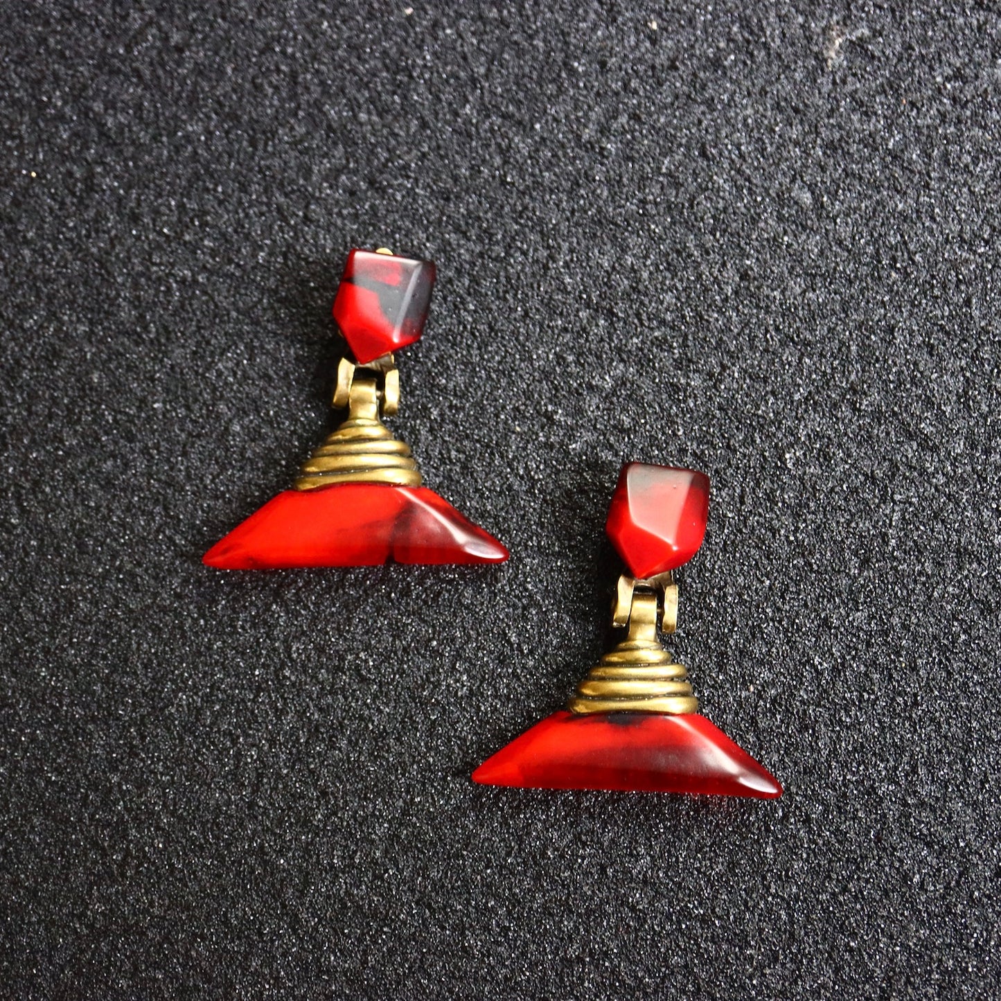 Vintage Dominique Denaive burgundy red contemporary designer piece earrings