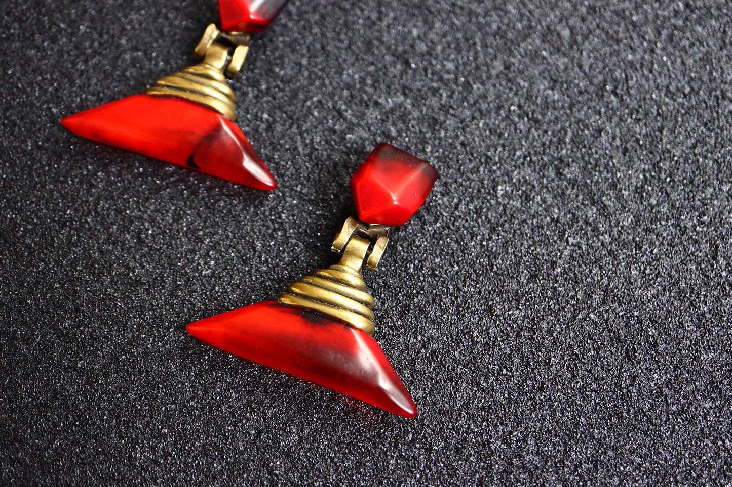 Vintage Dominique Denaive burgundy red contemporary designer piece earrings