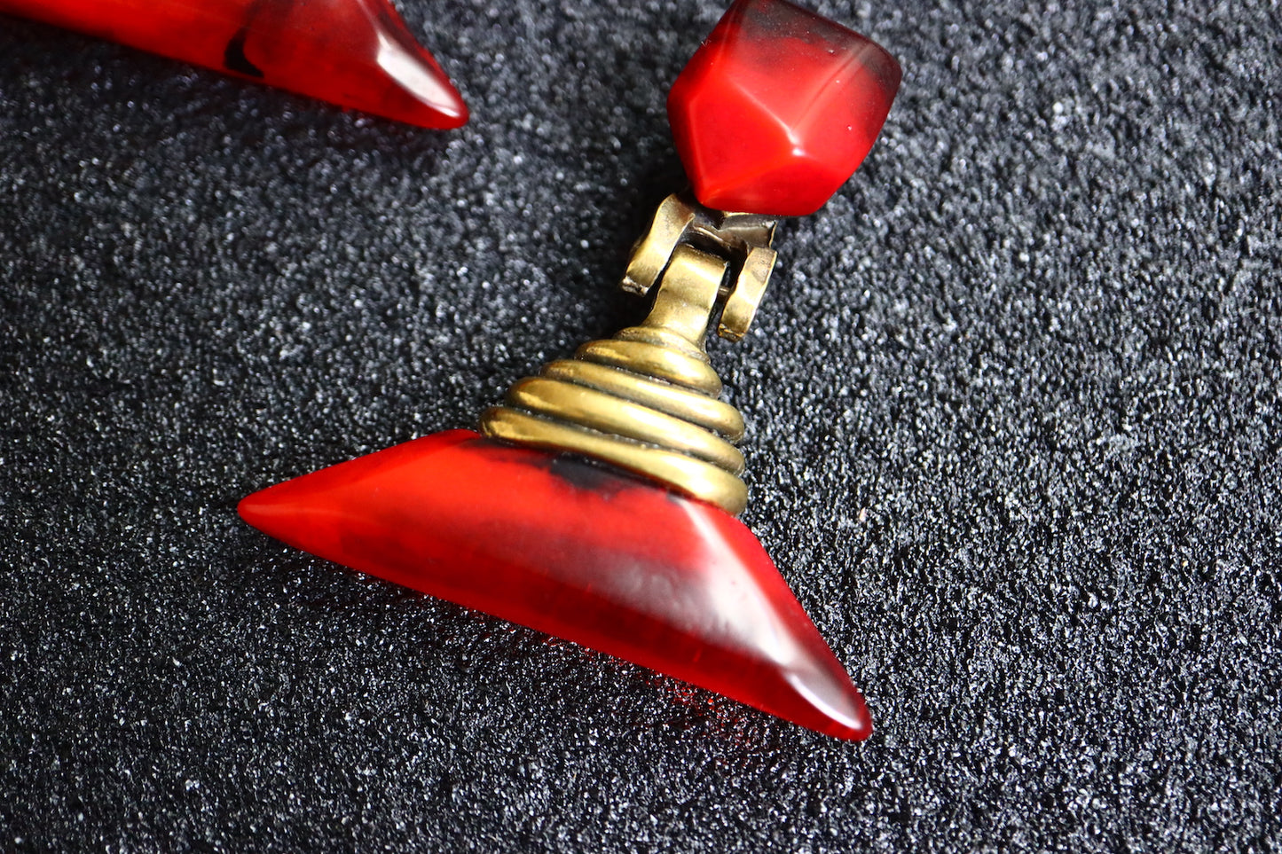 Vintage Dominique Denaive burgundy red contemporary designer piece earrings