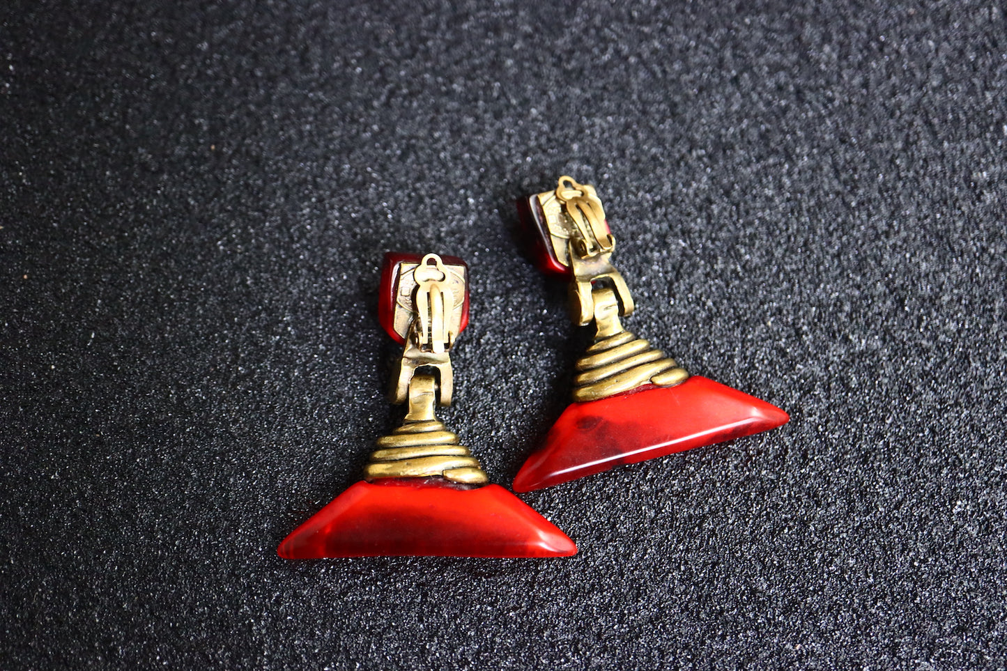 Vintage Dominique Denaive burgundy red contemporary designer piece earrings