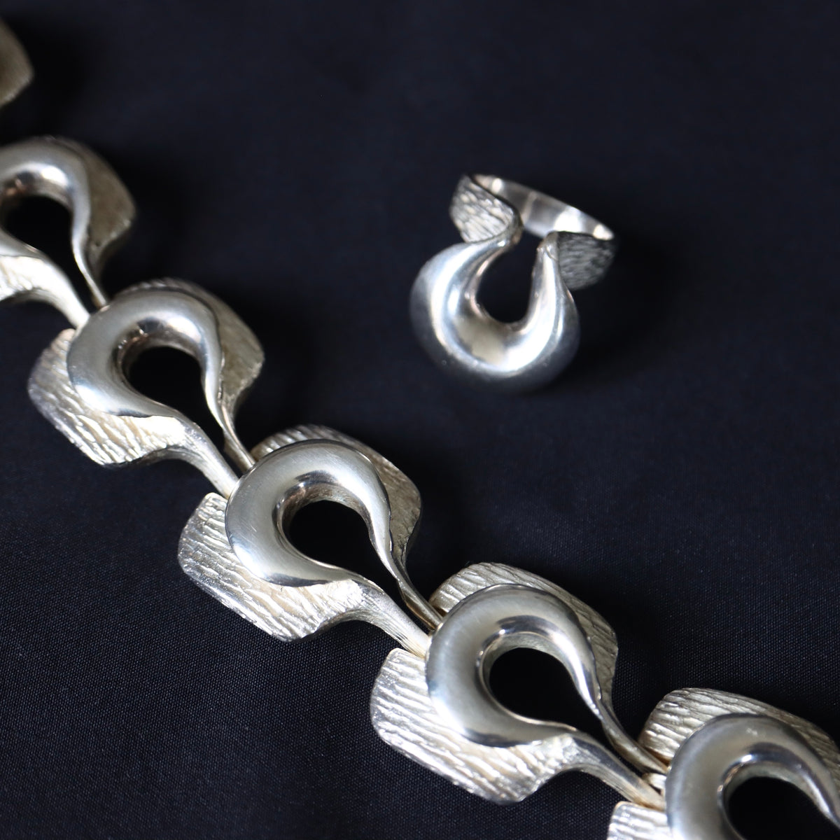 Modernist Dutch Joseph Bernard Citroen (1891-1970) Sterling Silver Bracelet & Ring Parure Set